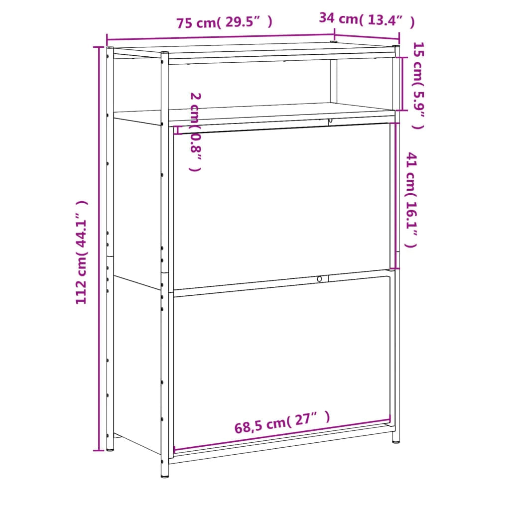 Scarpiera mobiletto portascarpe mobile per ingresso/corridoio/soggiorno legno Sonoma 75 x 34 x 112 cm marrone legno ingegnerizzato 02_0021729