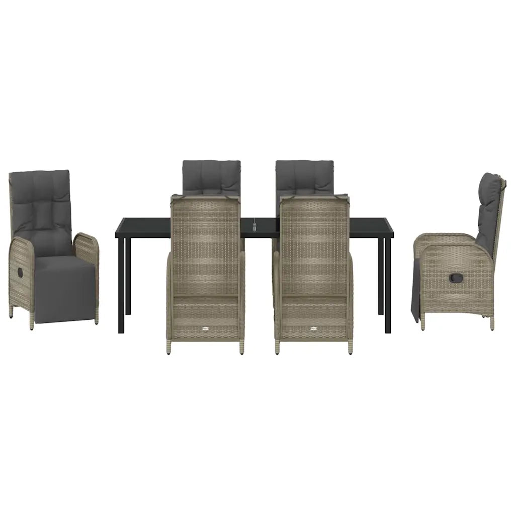 Set da Pranzo per Giardino con cuscino 7 pcs Grigio polyrattan 3380139