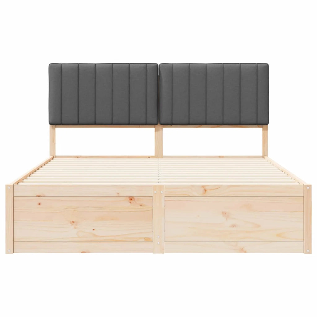 Letto con Testiera Rivestita-Struttura Letto con Testiera Grigio scuro 160 x 200 cm 112433