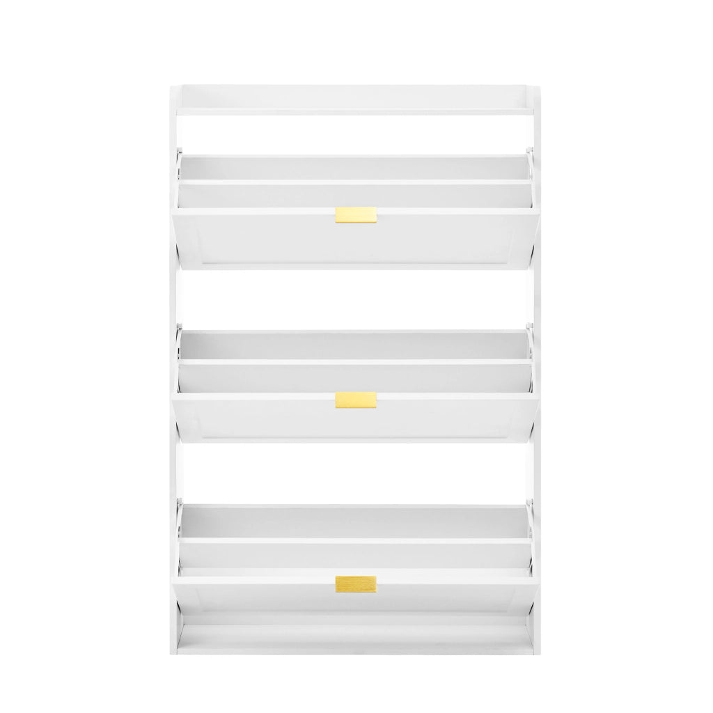 Scarpiere stretto con 3 ante - Zephmum - 76x23x118 cm - Bianco