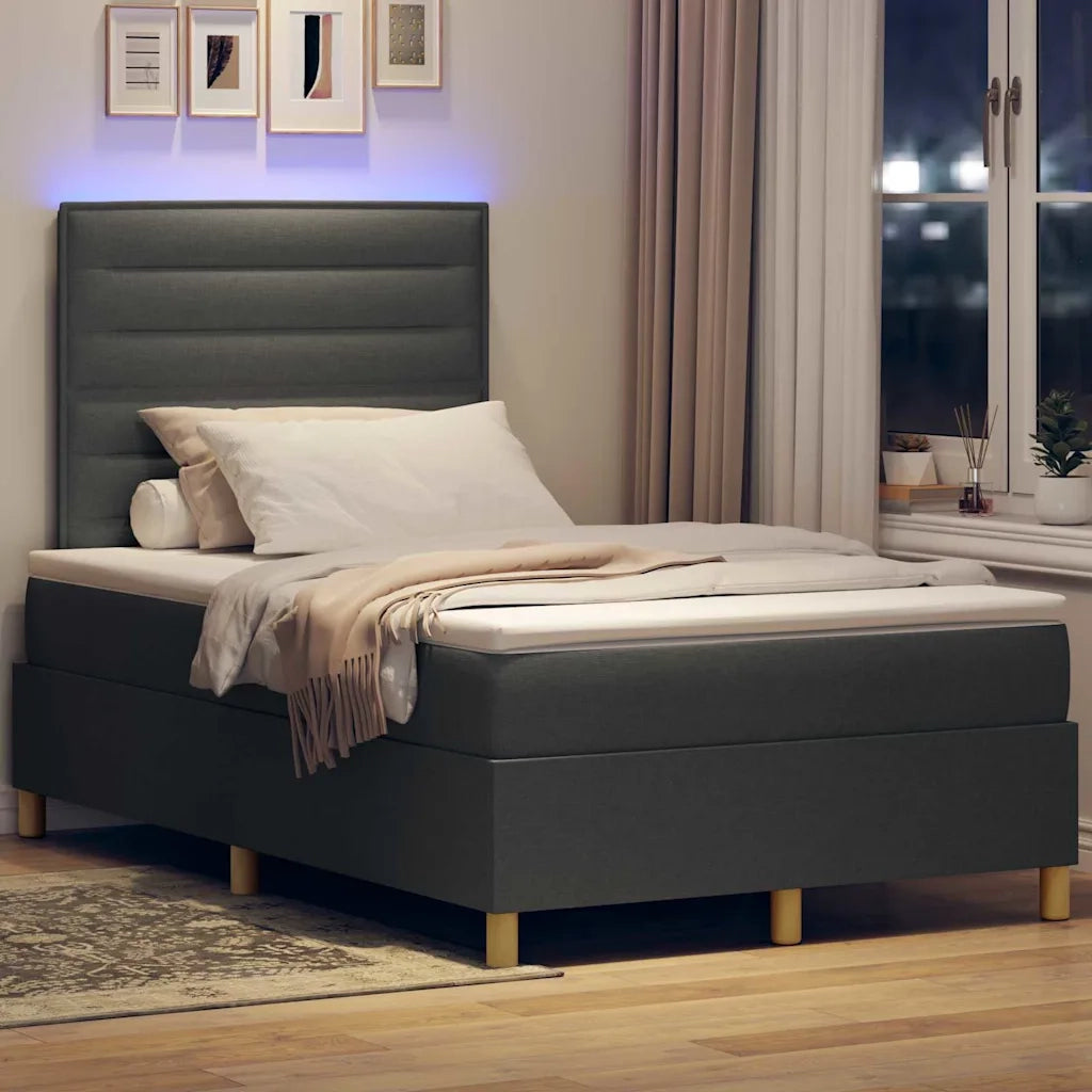 Letto a Sorgente LED Grigio scuro 120 x 190 cm Tessuto 3343006