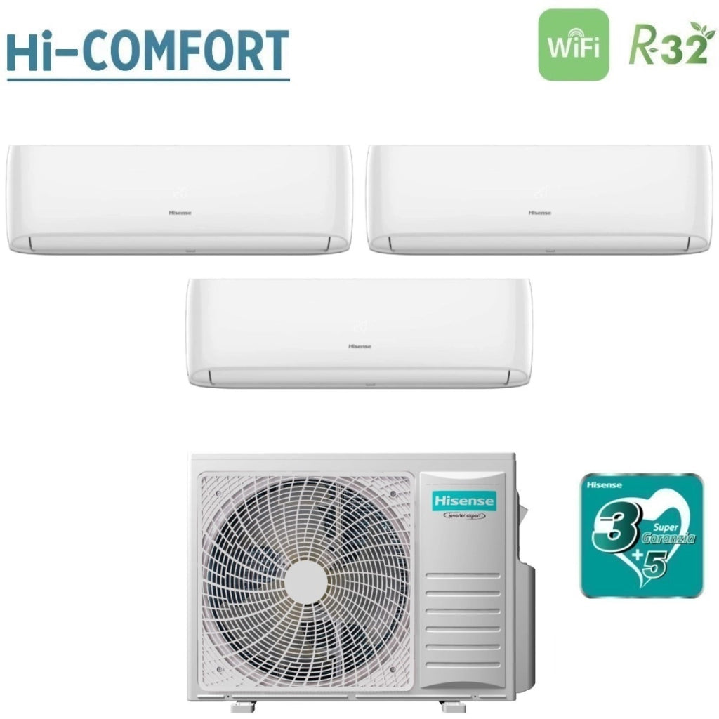 Condizionatore Trial Split Hisense Hi-Comfort 9+9+9 con 3AMW72U4RJC R-32 Wi-Fi Integrato