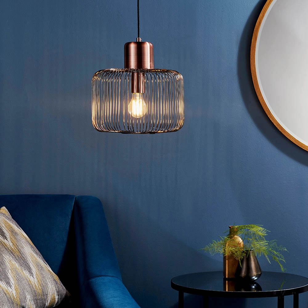 Lampada a sospensione retro rame antico E27 Nicola Endon