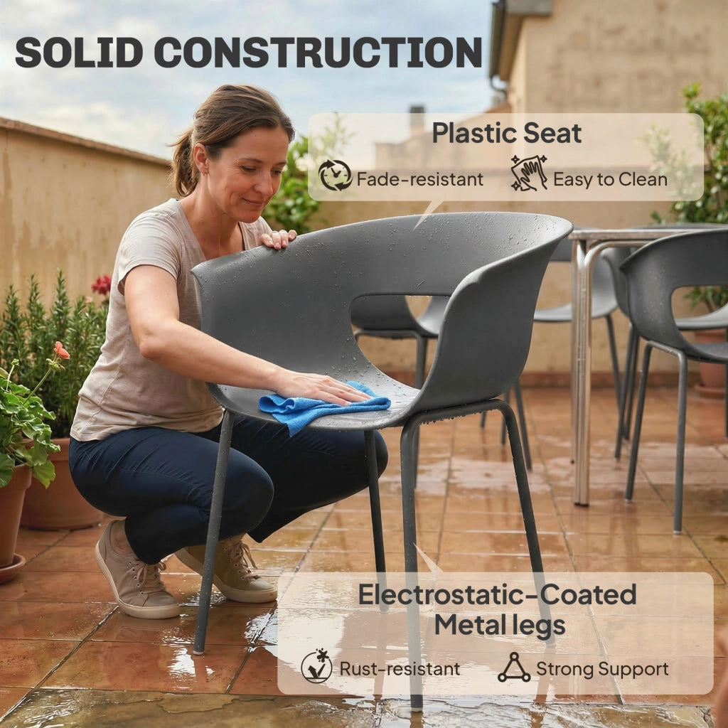 Set di sedie da giardino ¨C Minimal ¨C 4 pezzi ergonomiche con braccioli grigio scuro