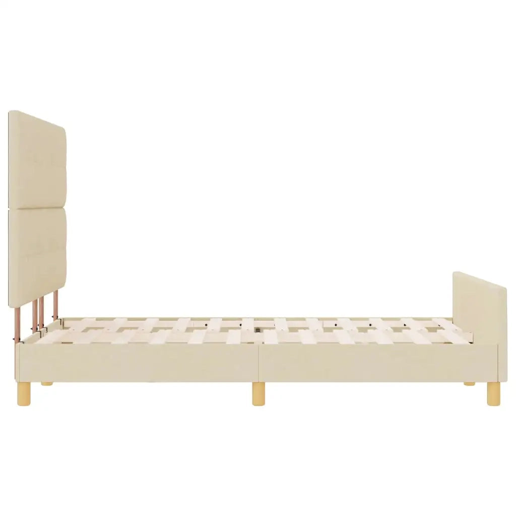 Struttura del letto con testiera Crema 140 x 190 cm Tessuto 3344730