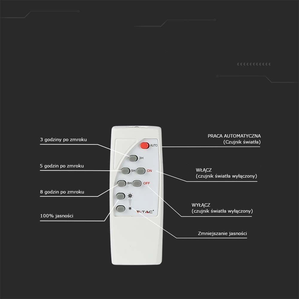 Faro LED solare V-TAC 35W 6400K IP65 con telecomando