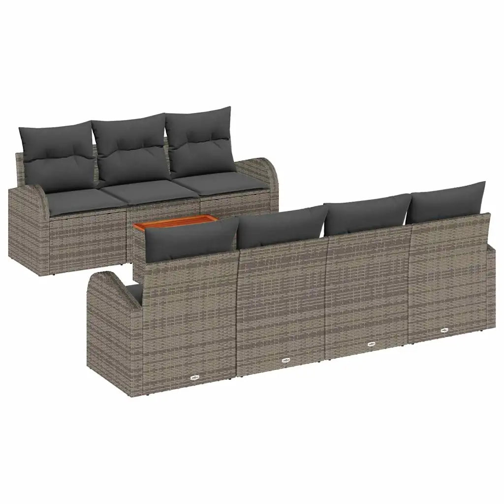 Set Divano da Giardino 8 pcs Grigio polyrattan