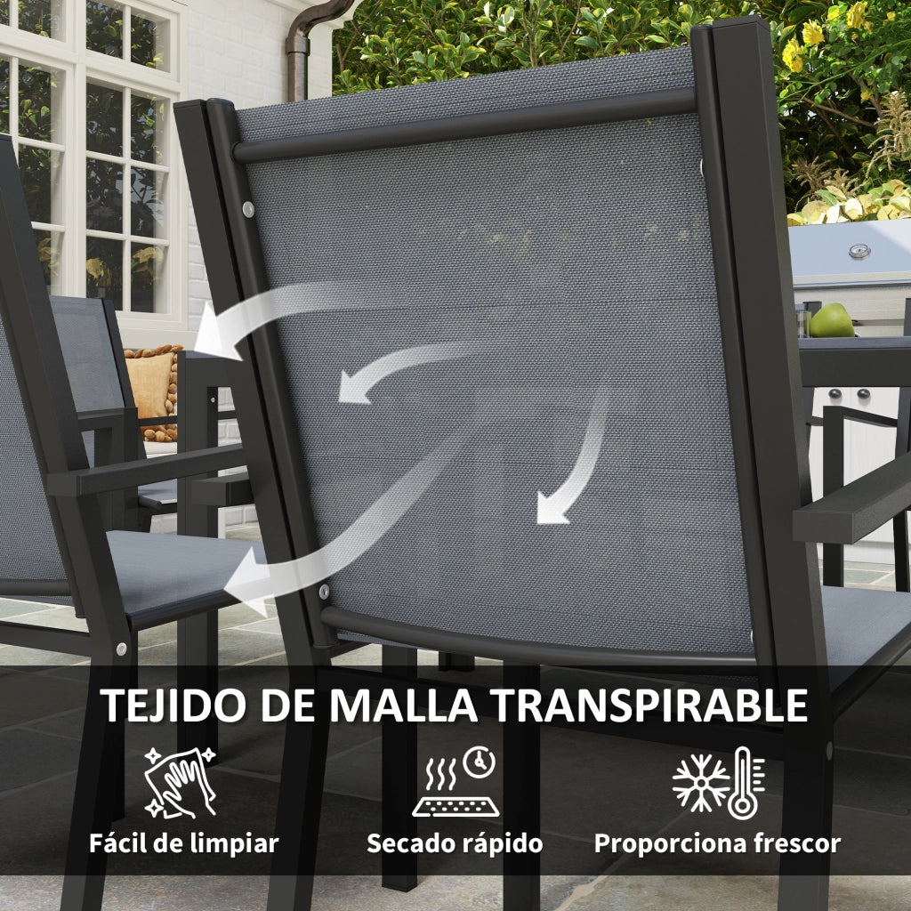 Set Tavolo e Sedie da Giardino ¨C Minimal ¨C Grigio, Acciaio, 4 Pezzi