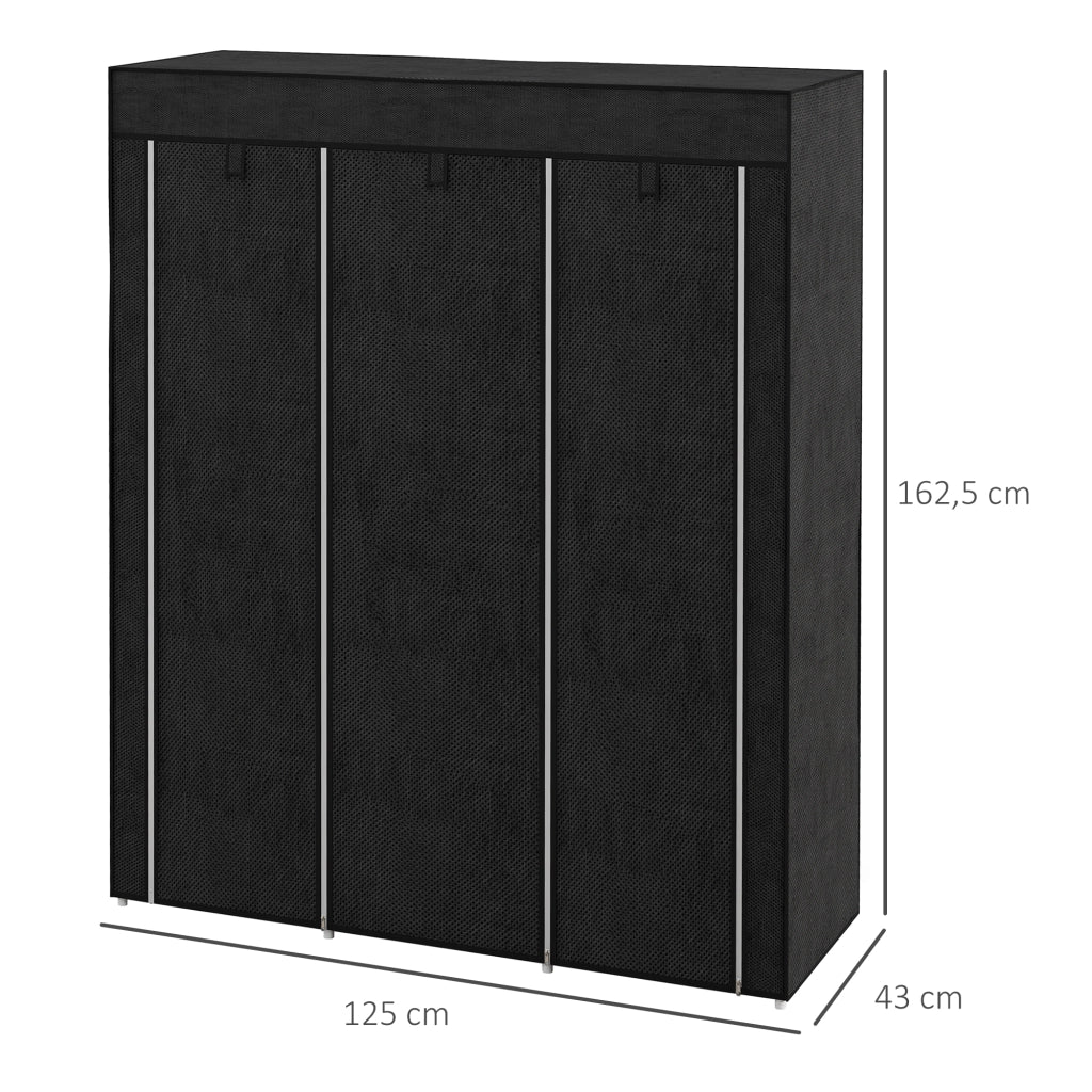 Armadio con ante ¨C Minimal ¨C nero, 8 ripiani, 2 appendiabiti