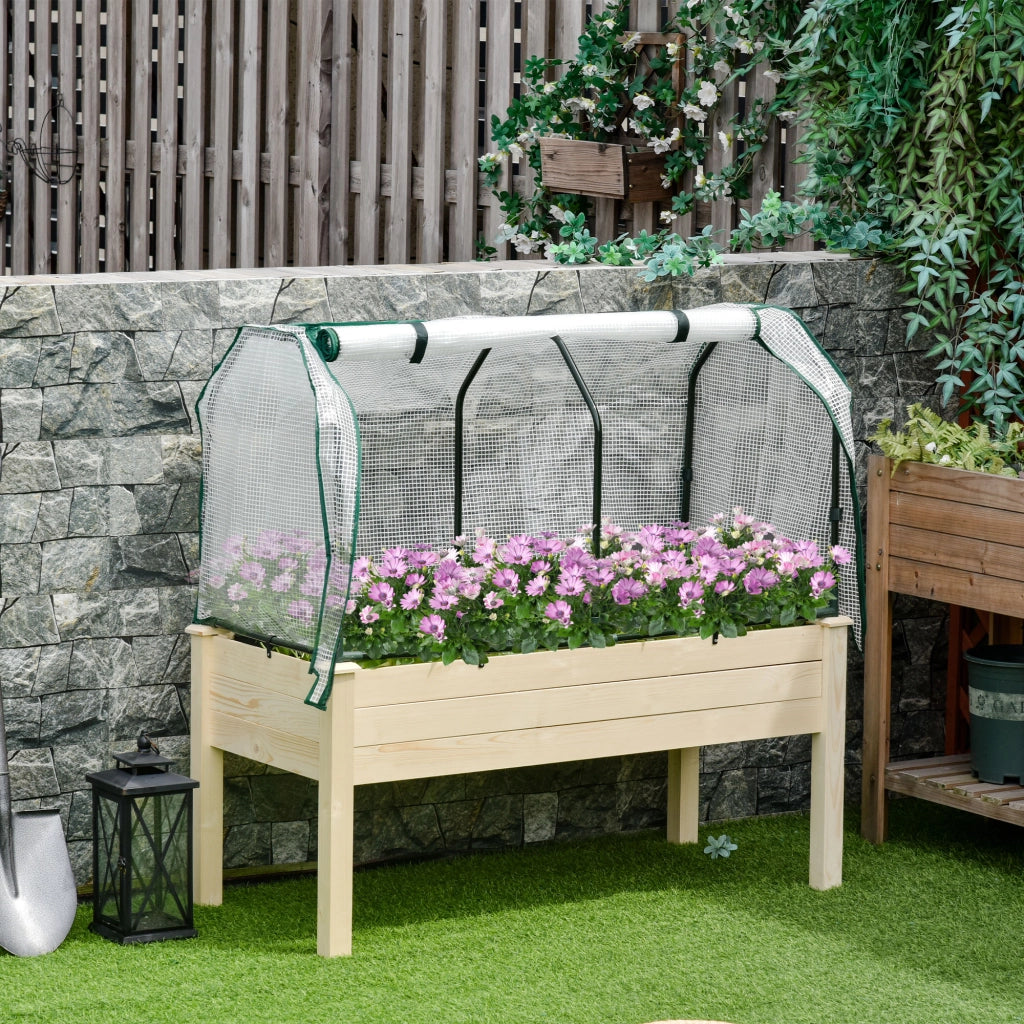 Letto Rialzato da Giardino ¨C Xylo ¨C Legno di Abete con Copertura PE, 121x55x117 cm