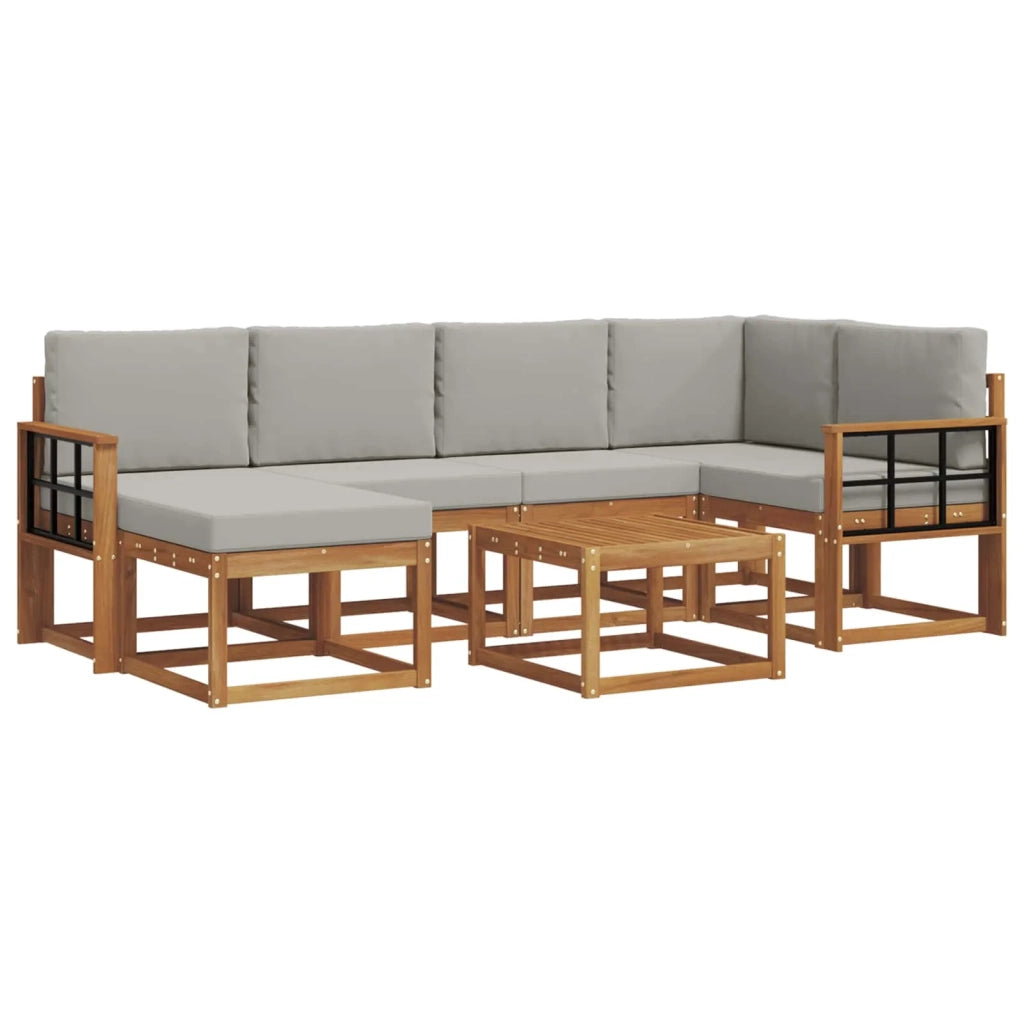 Set di divani da esterno 7 pcs Grigio Naturale e Chiaro 3366684