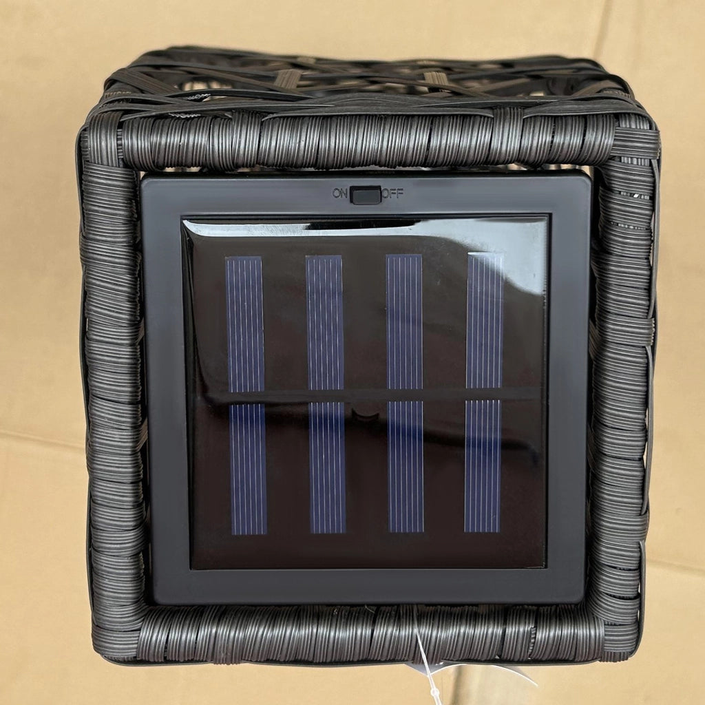 Lampada Solare Rattan Sintetico LED Automatica ¨C Xylo ¨C Grigio 20x20x68cm