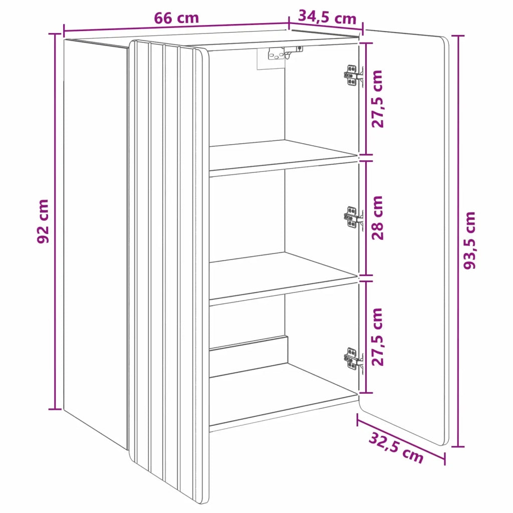 Mobiletto a muro Legno antico 66 x 34,5 x 92 cm 898233