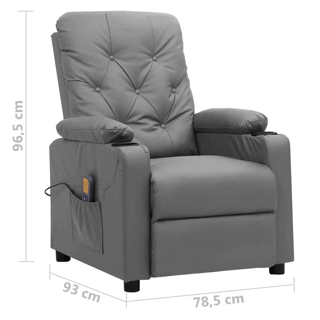 Poltrona Massaggiante Grigia in Similpelle 339133