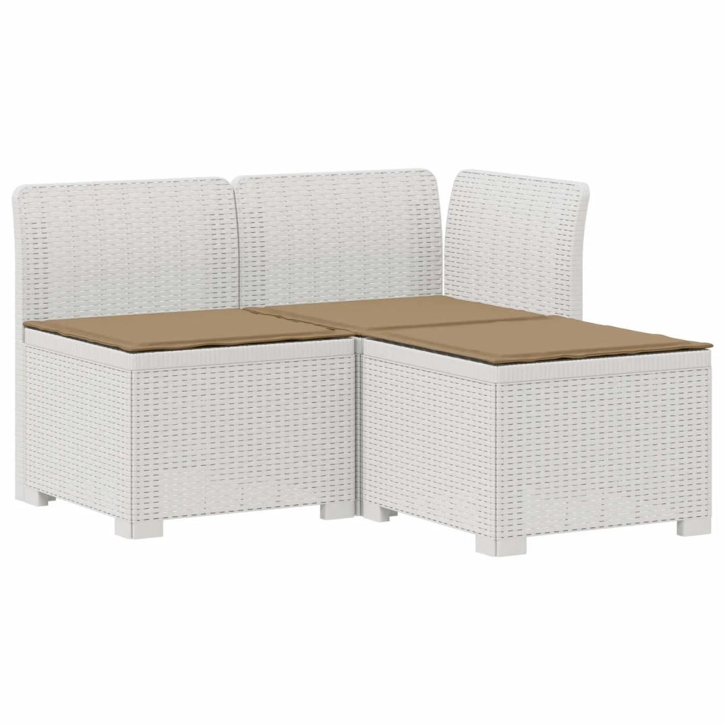 Divano da giardino 3 posti con cuscini in look rattan PP Bianco 8011898
