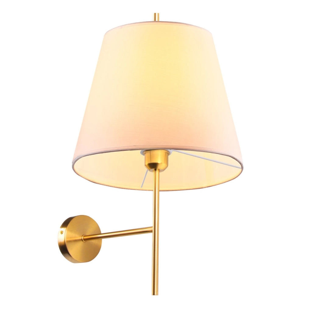 Applique Polux Elena oro con paralume bianco E27 20W