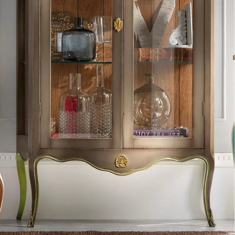 Vetrina classica 2 porte legno shabby 100x40x150 - Mobili 2G