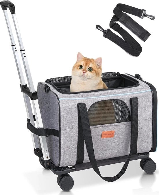 Portaoggetti Ripiegabile per Gatti e Piccoli Cani con Ruote - Ideale per Viaggi