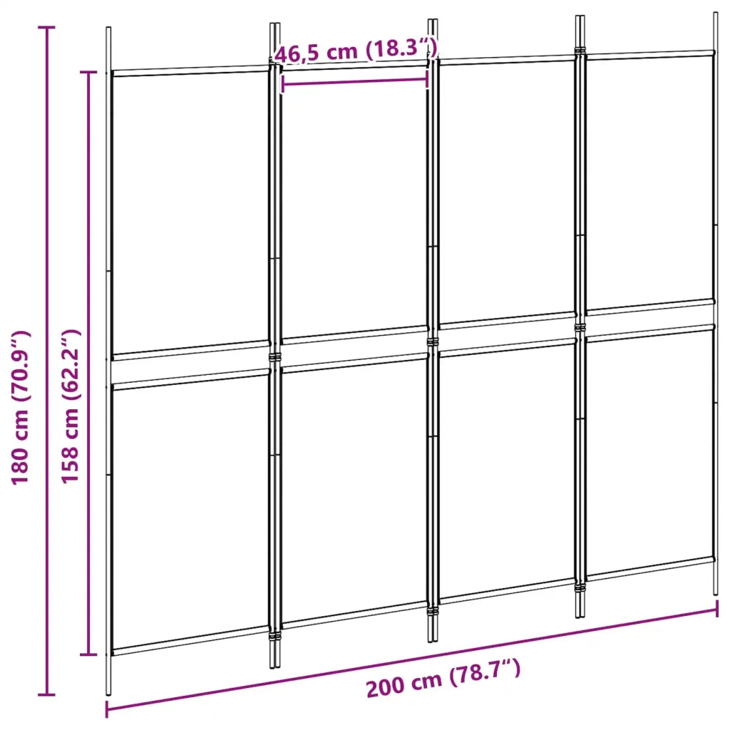 Divisorio Ambienti | Divider per stanze | Paravento a 4 pannelli Beige 200 x 180 cm Tessuto