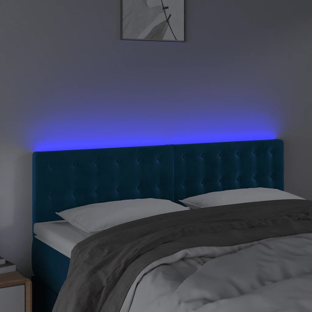 Testiera a LED-Testata con LED Blu Scuro 144x5x78/88 cm in Velluto 839263