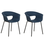 Set di 2 sedie da pranzo Sedute in poliestere blu scuro Gambe in metallo per sala da pranzo cucina