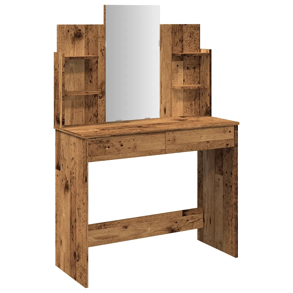 Toeletta con Specchio Legno Antico 96x39x142 cm 857011