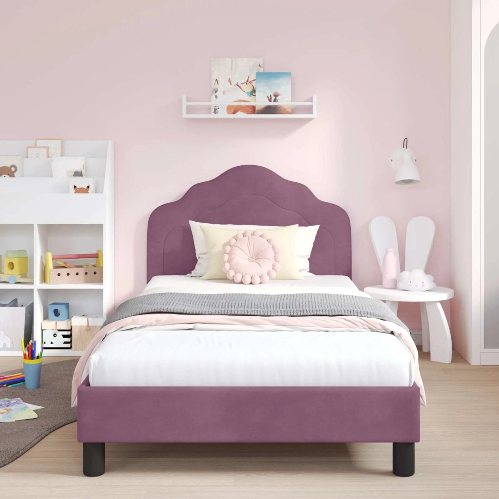Struttura letto bambini con testata Viola 90 x 200 cm Velluto