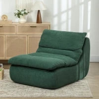 Sedia da Terra Moderna e Imbottita in Tessuto Effetto Velluto Verde e Schiuma, 82x103x75 cm