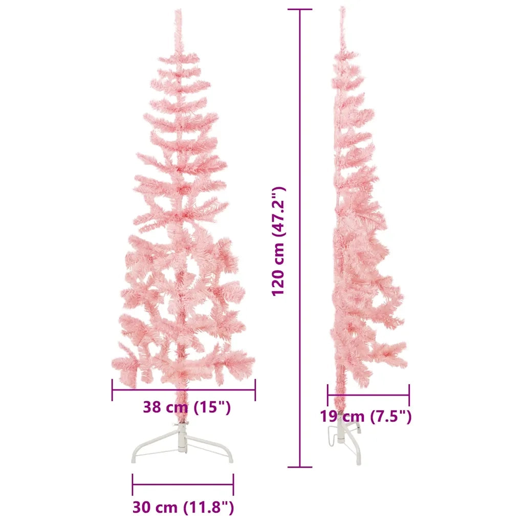 Albero Natale | Decorazioni natalizie Artificiale Sottile a Met¨¤ e Supporto Rosa 120 cm