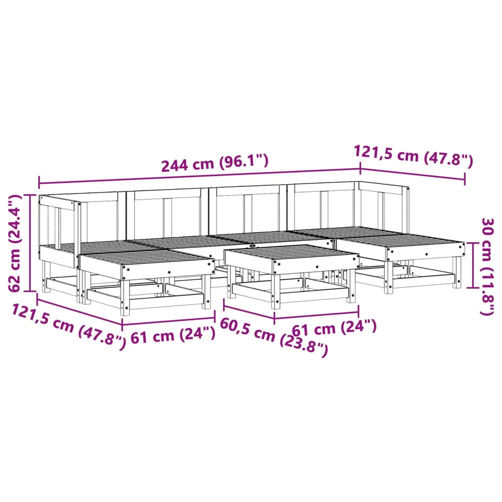 Set Lounge da Giardino 7 pcs Marrone Cera 3418126