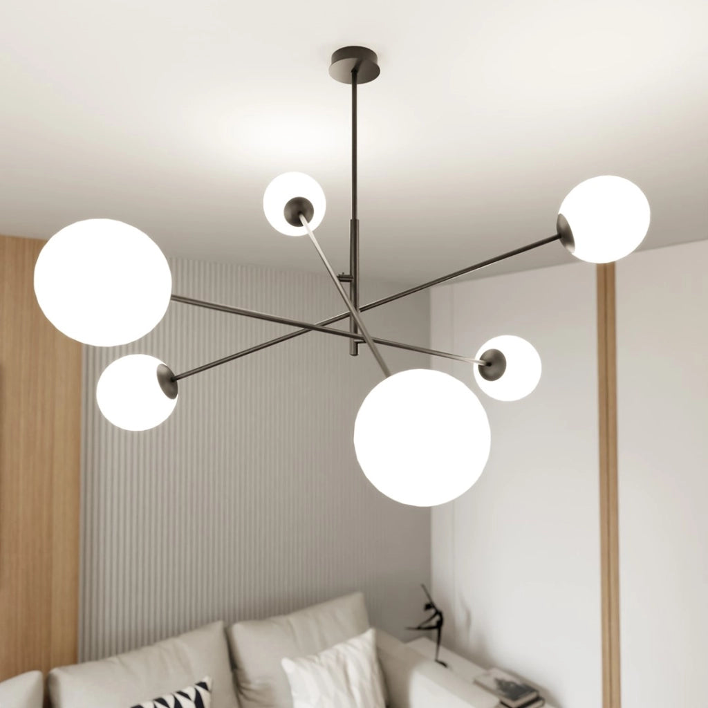 Lampadario Emibig Linear 6 nero/opalino 6xE14 102cm