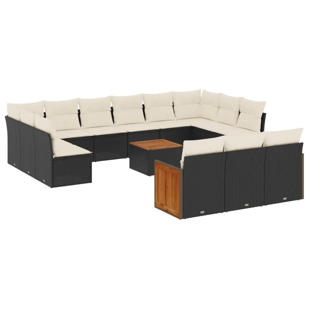 Set Divani da Giardino 14pz con Cuscini in Polyrattan Nero 3260544