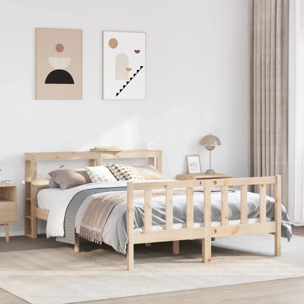 Letto senza Materasso-Struttura Letto 140x200 cm in Legno Massello di Pino 465235
