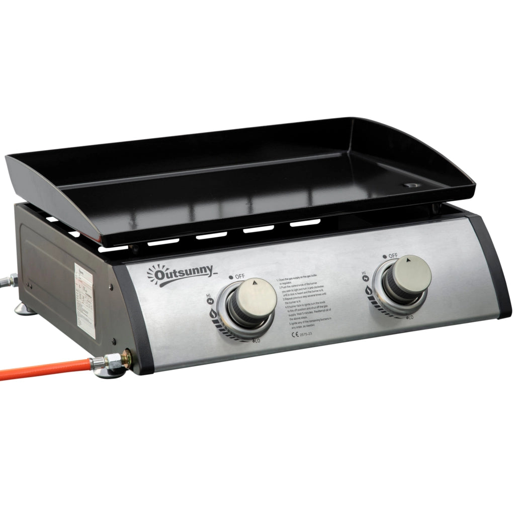 Grill a gas 2 fuochi ¨C Minimal ¨C acciaio inox, colore argento, 48.5x48x21 cm