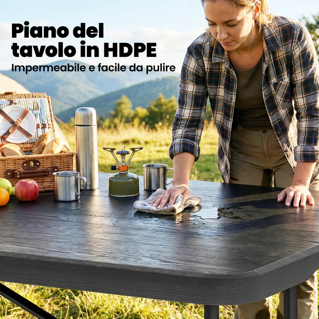 Set Tavolo Pieghevole e Sedie da Pranzo ¨C Minimal ¨C Nero, Metallo, HDPE