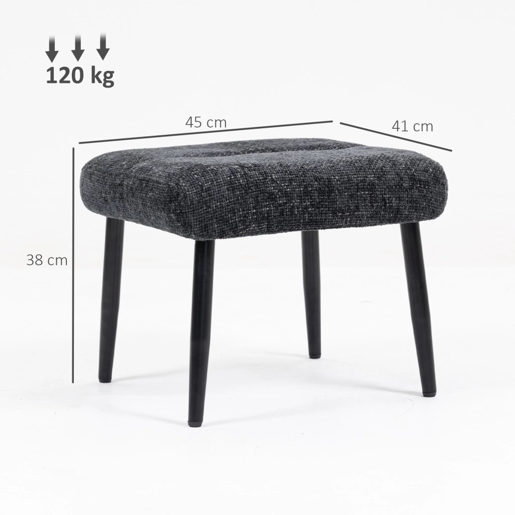 Pouf imbottito con cuscino ¨C Minimal ¨C 45x41x38 cm, tessuto chenille, grigio scuro