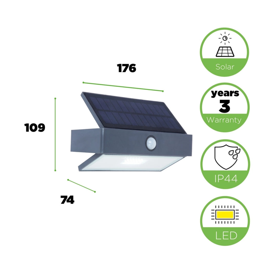 Applique solare esterna LED ARROW grigia Lutec IP44