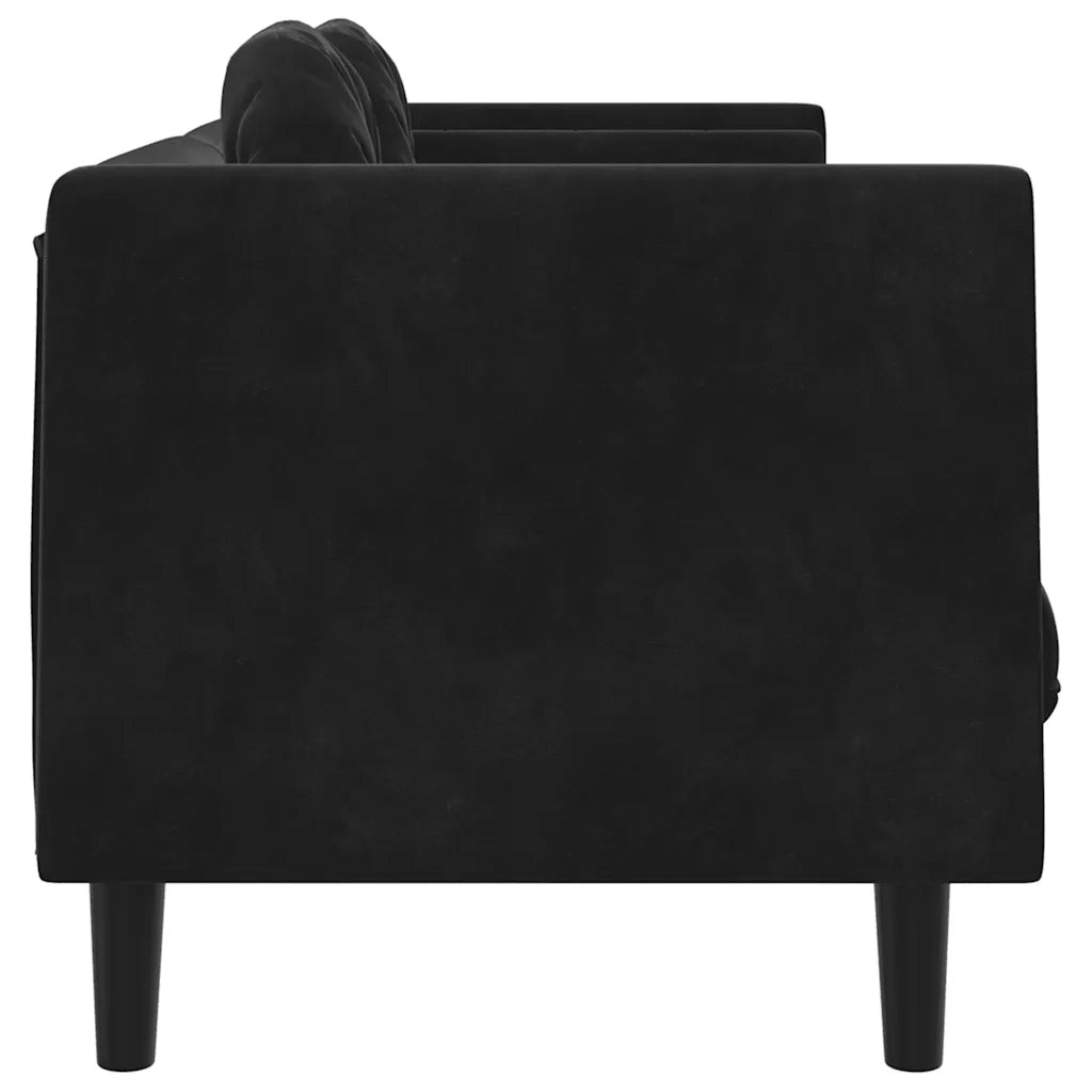 Divano a 3 Posti con Cuscini-Sofa 3 Posti con Cuscini Nero in Velluto