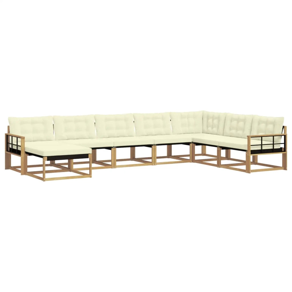 Set di divani da esterno 8 pz Bianco e Crema 3388976