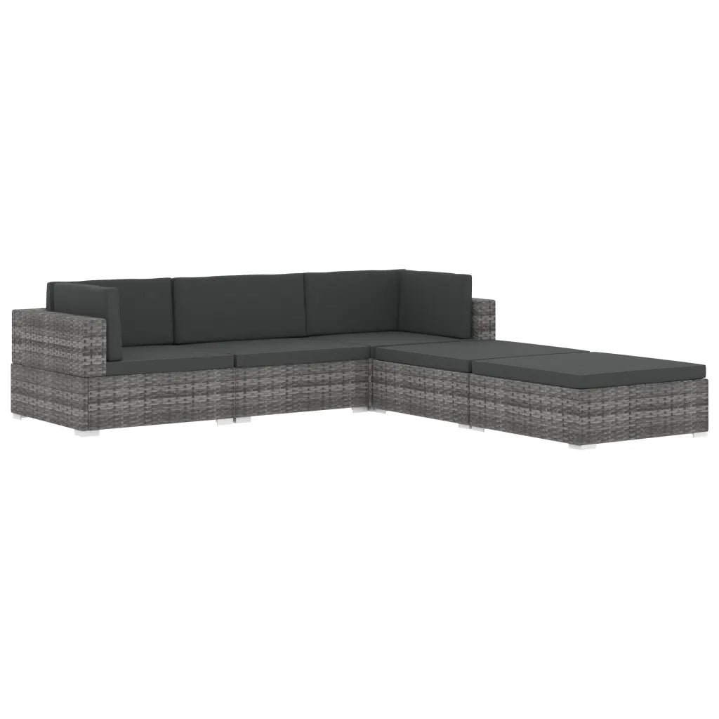 Poggiapiedi Modulare 1 pz con Cuscino in Polyrattan Nero cod mxl 59023