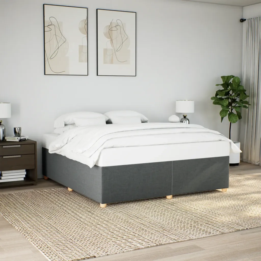 Letto matrimoniale | Letto per adulti | Giroletto senza Materasso Grigio Scuro 200x200 cm Tessuto