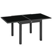 Tavolo da pranzo allungabile ¨C Xylo ¨C Alluminio grigio antracite, piano vetro temperato nero 160x80x75 cm