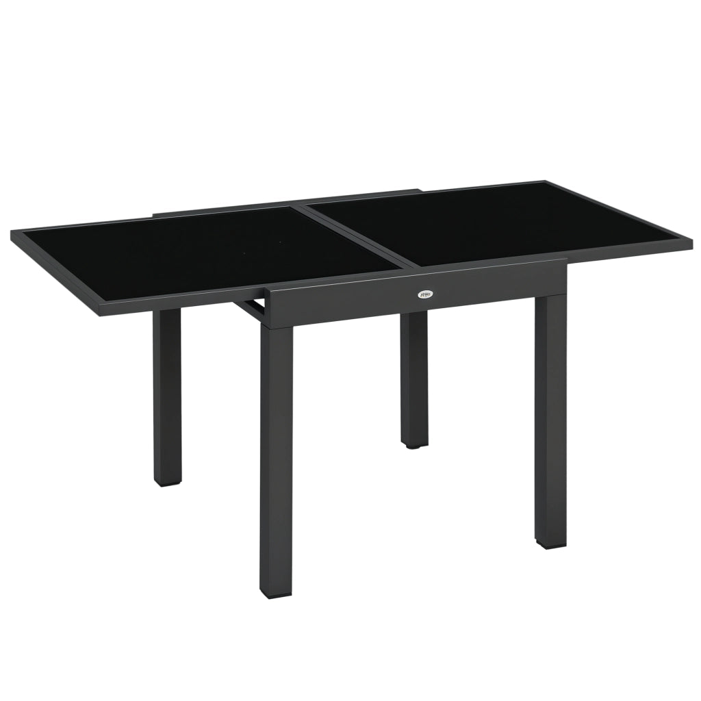 Tavolo da pranzo allungabile ¨C Xylo ¨C Alluminio grigio antracite, piano vetro temperato nero 160x80x75 cm