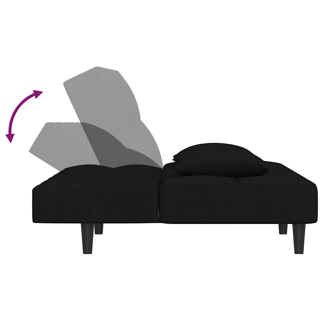 Divano letto | Sof¨¤ letto | Letto singolo a 2 Posti con 2 Cuscini Nero in Velluto