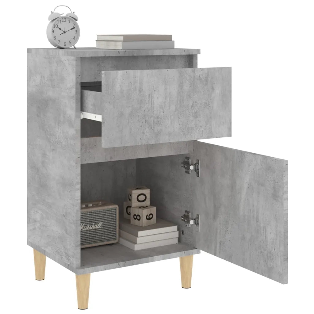 Comodino | Armadio da Notte | Mobiletto da notte Grigio Cemento 40x35x70 cm