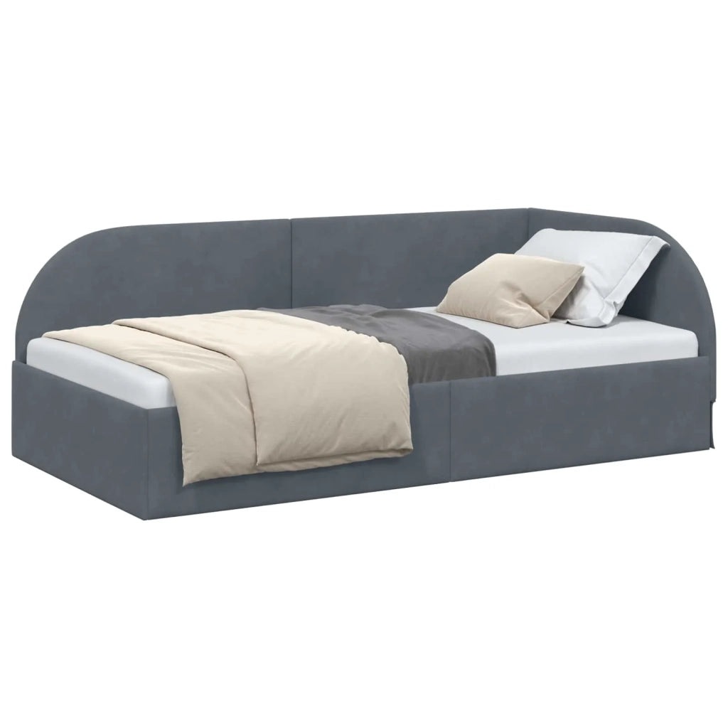 Cornice del letto ad angolo Grigio scuro 90 cm x 200 cm Velluto 42016647