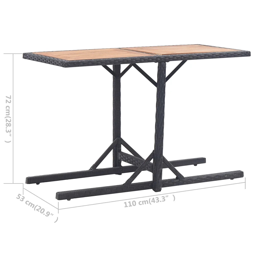 Tavolo da Giardino Nero cm in Massello di Acacia e Polyrattan 46456