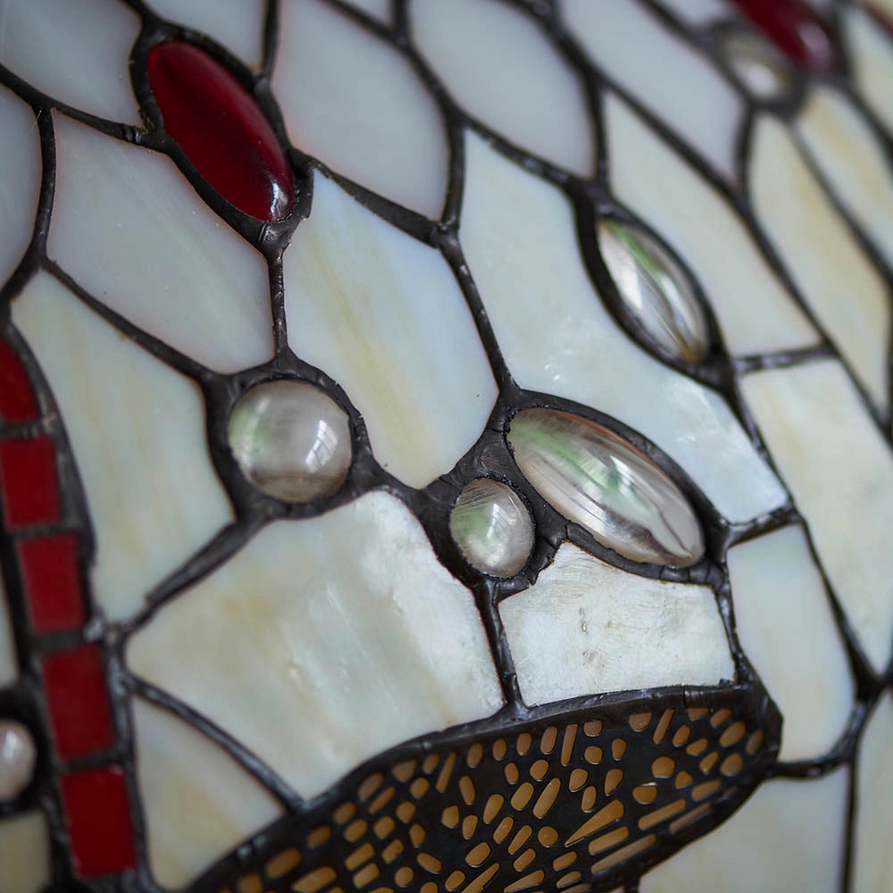 Lampada da tavolo vetrata Tiffany Dragonfly Beige 2xE27