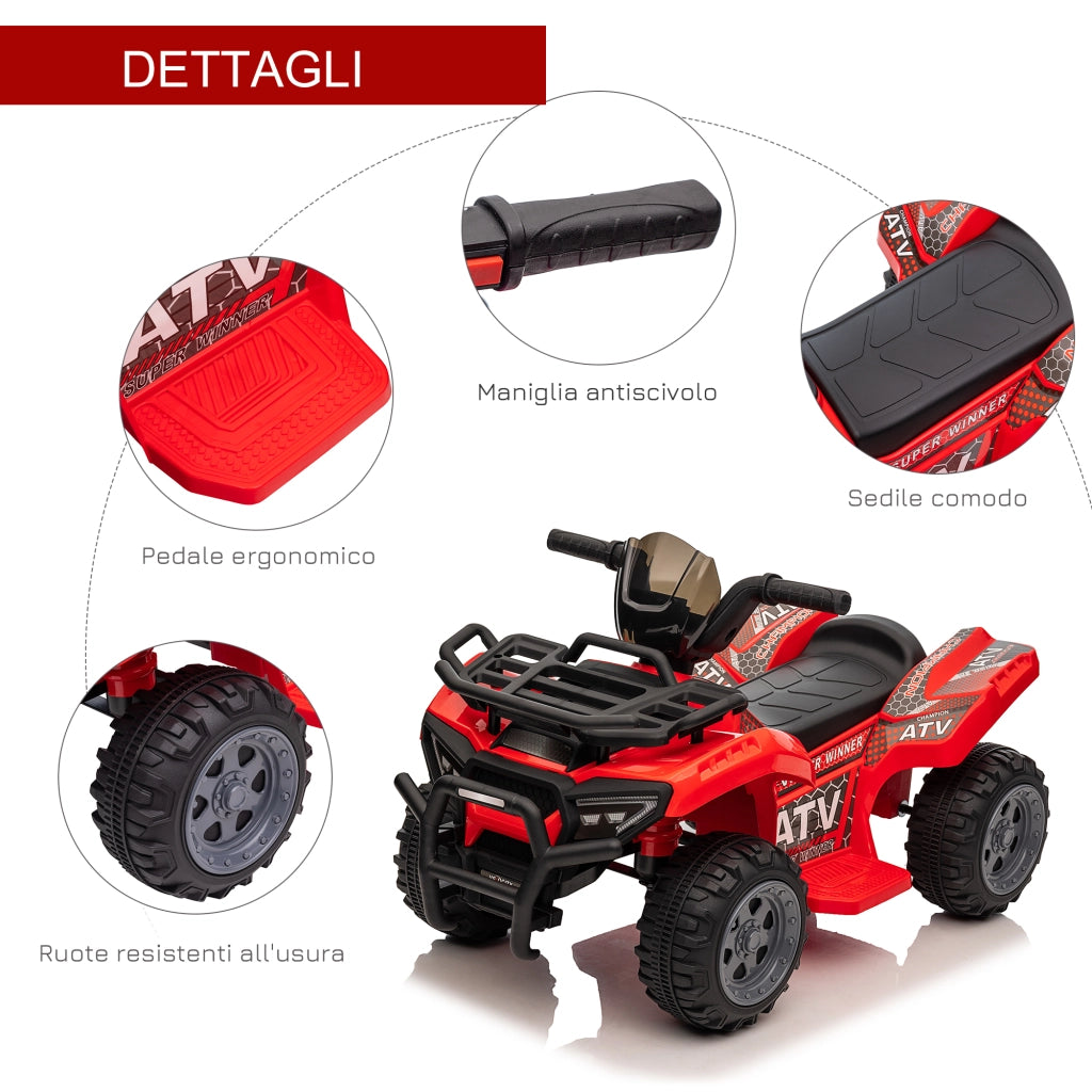 Quad Elettrico Bambini 6V ¨C Minimal ¨C Rosso 70x42x45cm