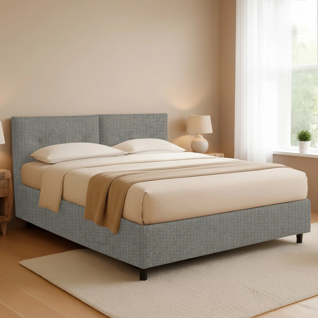 Bath, Letto Matrimoniale Sfoderabile Made in Italy, Grigio Cenere